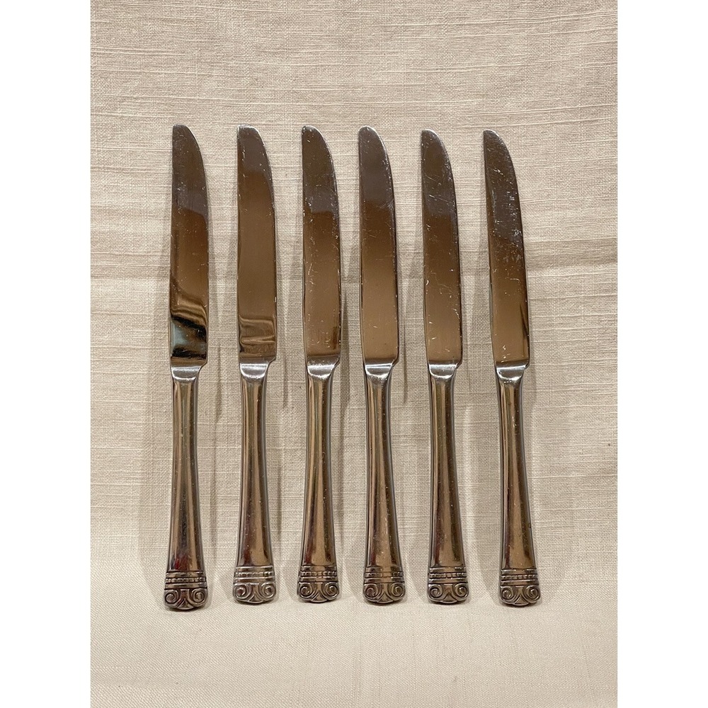 Set Of‎ 6 Oneida MELODIA 18/10 Stainless Flatware Dinner Knives 9.5 Inches Long